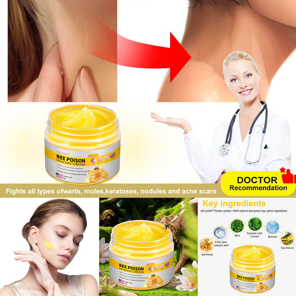 NESLEMY™ Bee Venom Skin Cream(👨⚕AAD Recommended),for Remove Warts, Acne and Scars