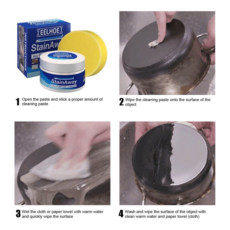 Powerful cleaning cream For stainless steel cookware cleaners, car leather, shoes, heavy kitchen grease and all other hard to remove stains