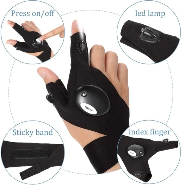 Portable Waterproof Flashlight Gloves