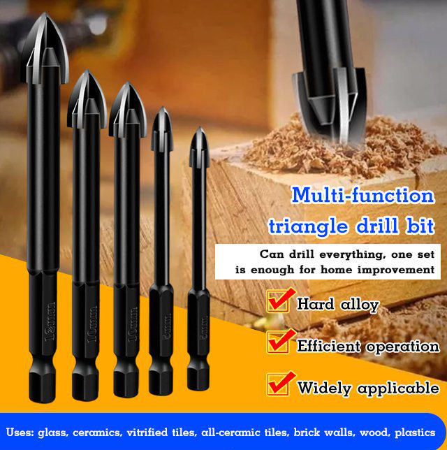 Multifunctional triangular drill bit, glass and tiles and vitrified brick hole punching drill bit Delivered by Ninjavan