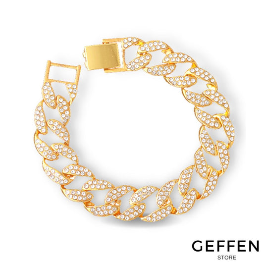 Diamond Cuban Link Choker in Yellow Gold (18 Inches)-Diamond Cuban Link Choker